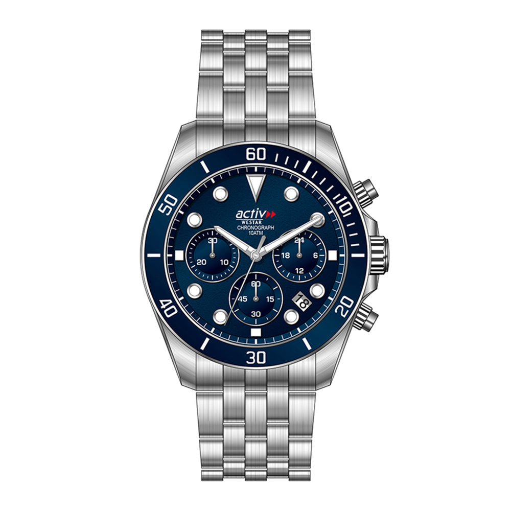 Westar Activ Gents 42.5 mm Blue Dial Quartz Watch - 90284STN104