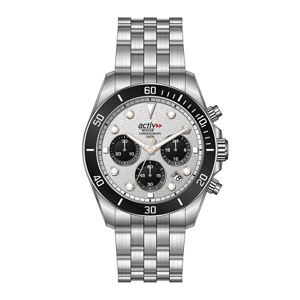 Westar Activ Gents 42.5 mm Silver Dial Quartz Watch - 90284STN607