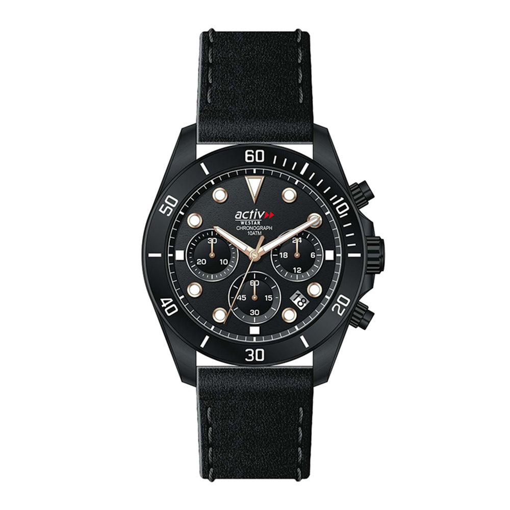 Westar Activ Gents 42.5 mm Black Dial Quartz Watch - 90285BBN603