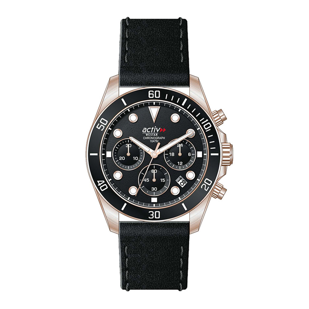 Westar Activ Gents 42.5 mm Black Dial Quartz Watch - 90285PPN603