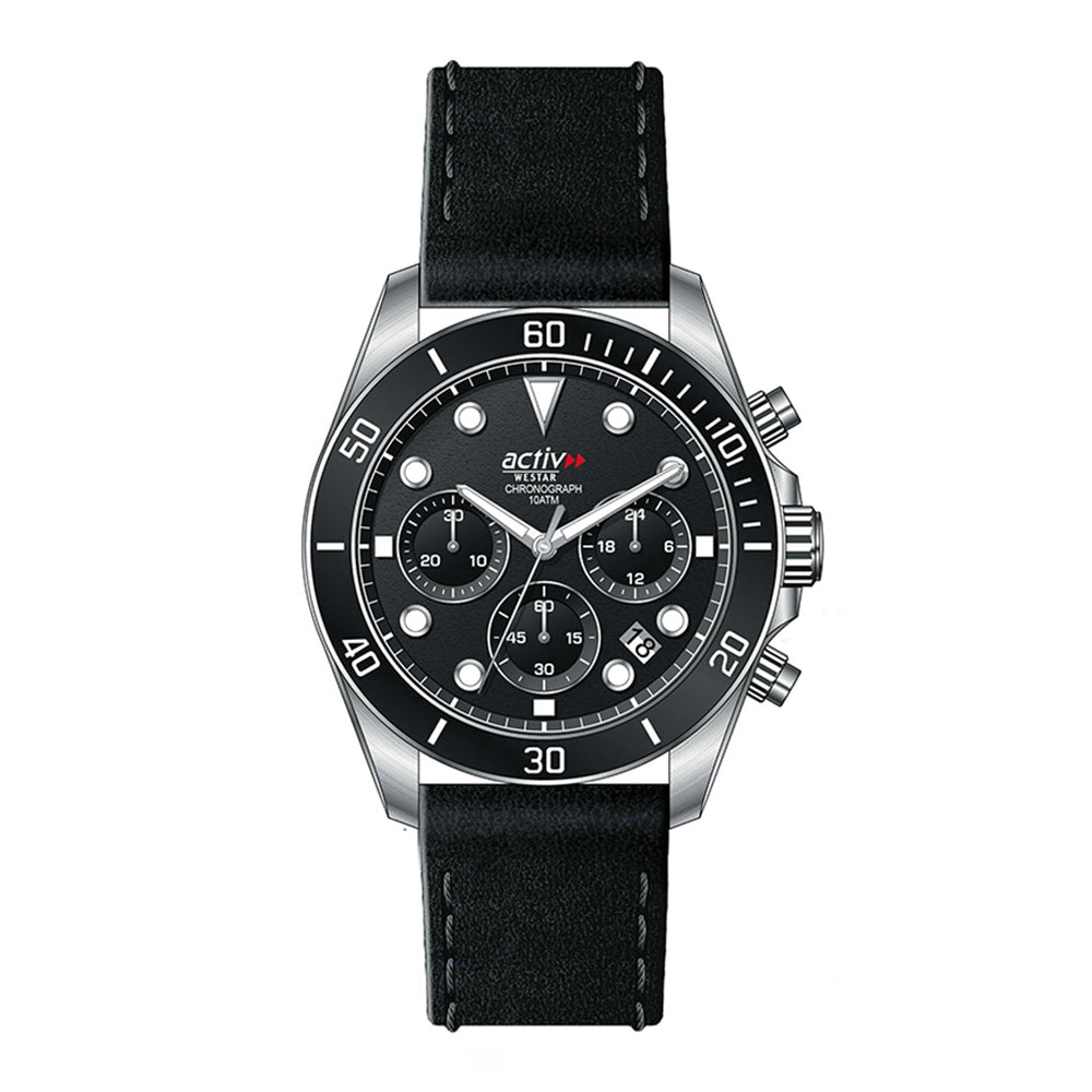 Westar Activ Gents 42.5 mm Black Dial Quartz Watch - 90285STN103