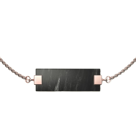 Woodwatch Women's Bracelet in Black Marble Bar Charm and R.GOLD