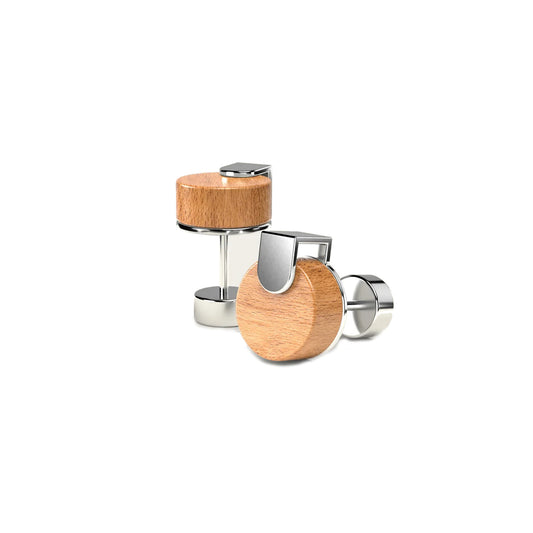 Woodwatch Women's Earrings in Round Cherry and Silver
