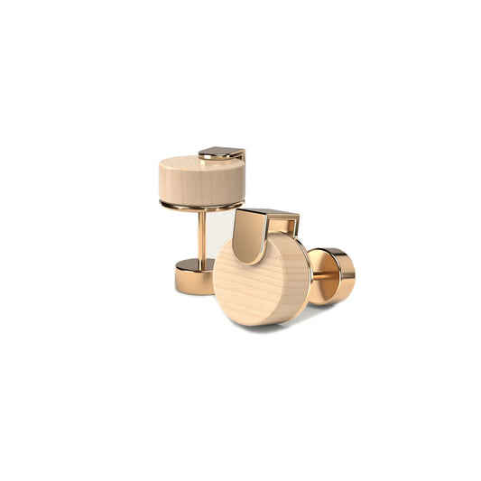 Woodwatch Women's Earrings in Round Maple and Gold
