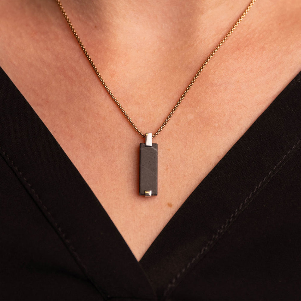 Woodwatch Women's Bracelet in Black Marble Bar Pendant and R.GOLD