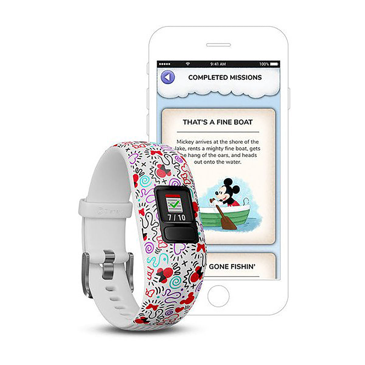 سوار سيليكون بتصميم ميني ماوس لساعة Garmin Vivofit Jr. 2 مع شاشة ملونة بالكامل