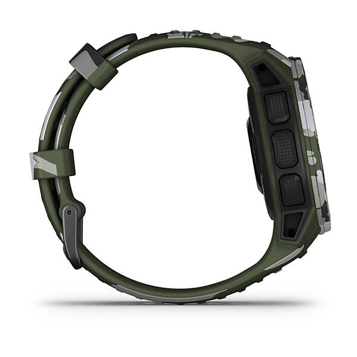 ساعة Garmin Instinct Solar إصدار Camo بسوار سيليكون بنقشة التمويه Lichen وشاشة ملونة بالكامل
