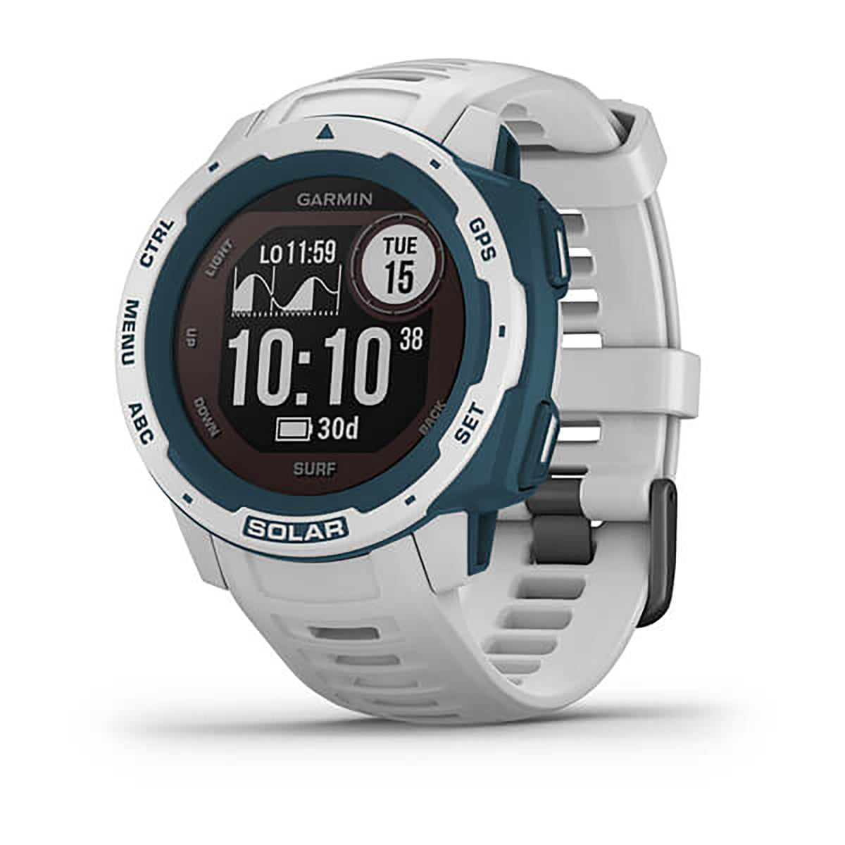 ساعة Garmin Instinct Solar Tactical Edition بسوار سيليكون بنقشة Cloudbreak وشاشة ملونة بالكامل