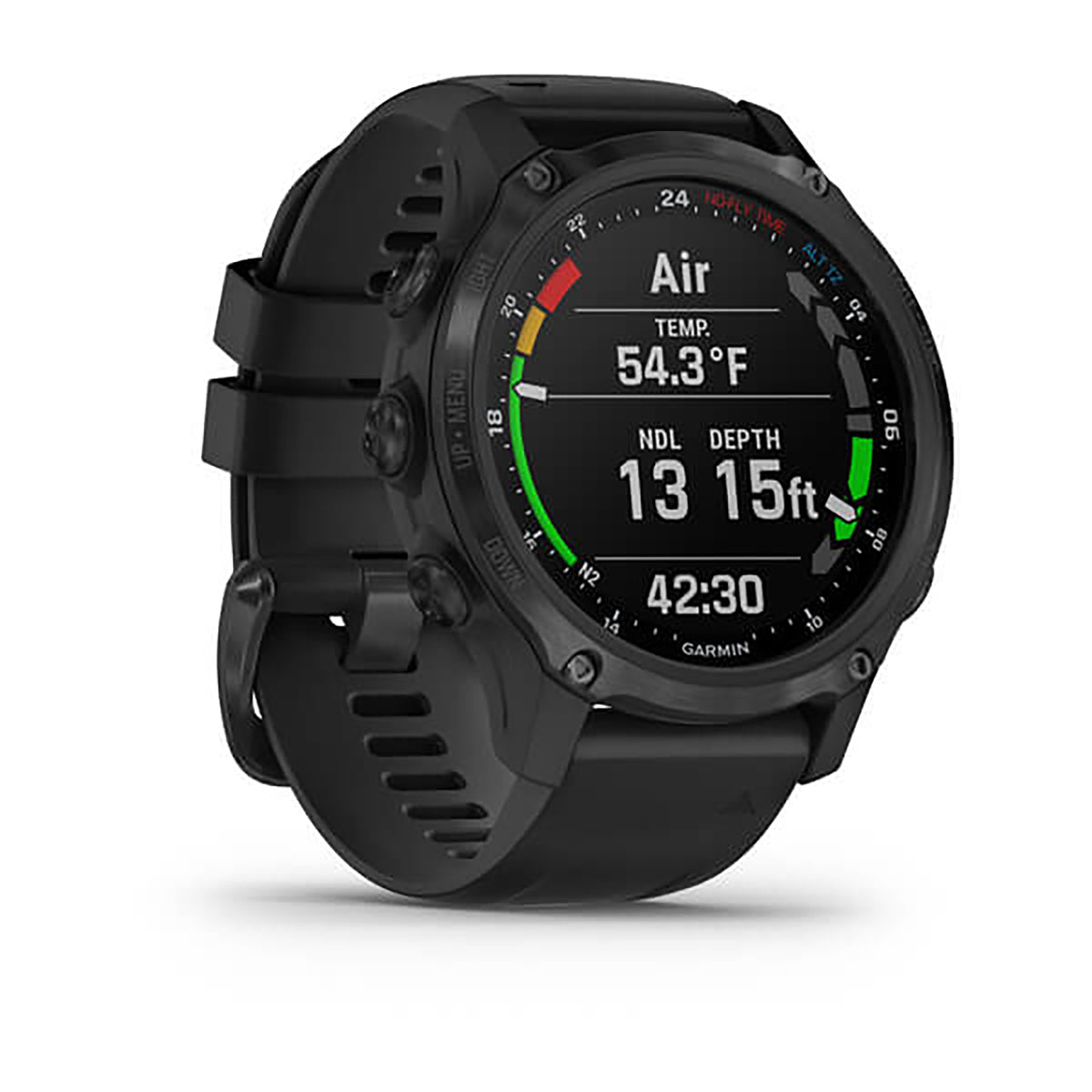 ساعة Garmin Descent Mk2 بسوار سيليكون أسود وشاشة ملونة بالكامل