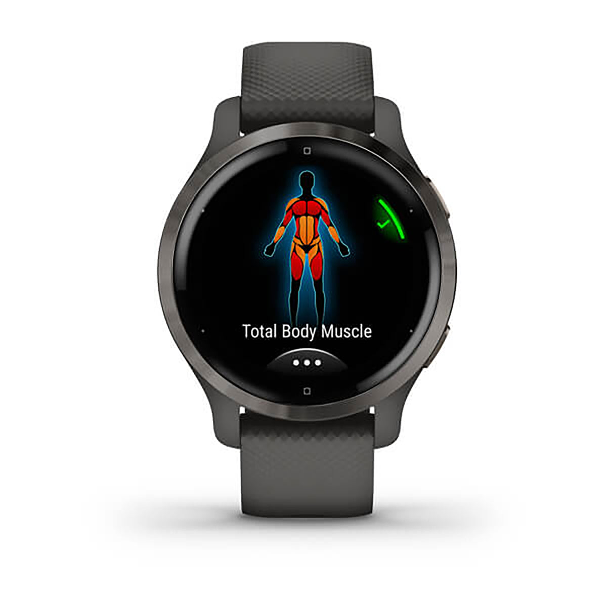 ساعة Garmin Venu 2 S بشاشة ملونة كاملة وحزام سيليكون بلون جرافيت