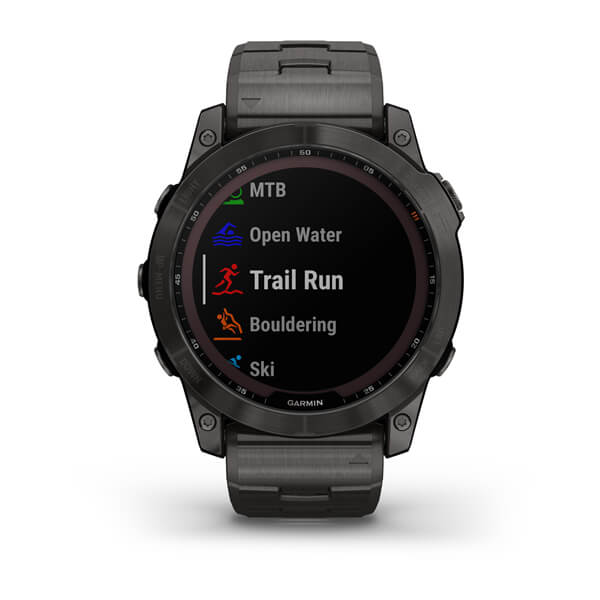 Garmin Fenix 7X Sapphire Solar Carbon Grey DLC Vented Titanium Band Full Display Watch
