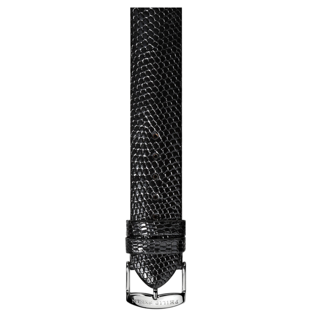 PHILIP STEIN Signature Black Lizard Leather Strap Size 1