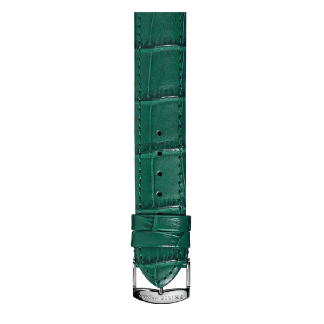 PHILIP STEIN Signature Green Stitched Croco-print Strap Size 2