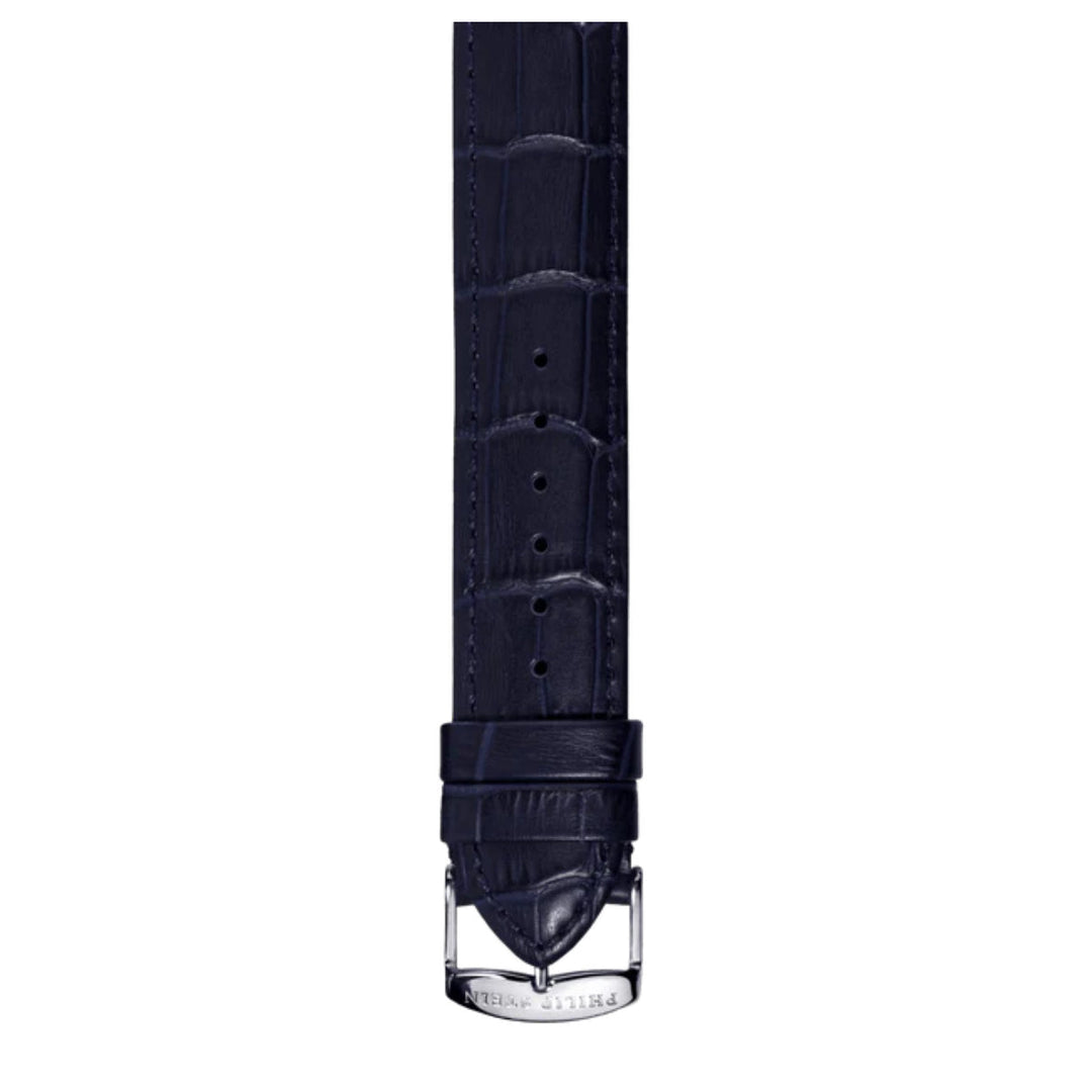 PHILIP STEIN Signature N.Blue Stitched Croco-print Strap Size 3