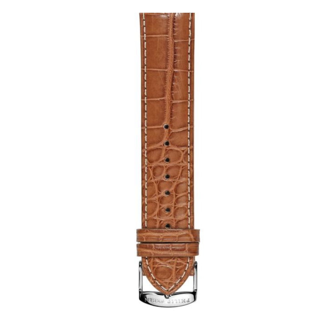 PHILIP STEIN Signature Brown Alligator Leather Strap Size 3
