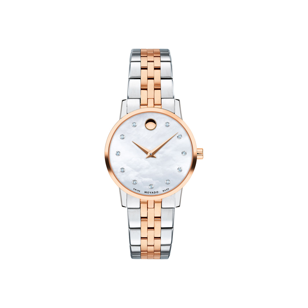 Movado Women's Watch Silver & Red Pvd Case Quartz