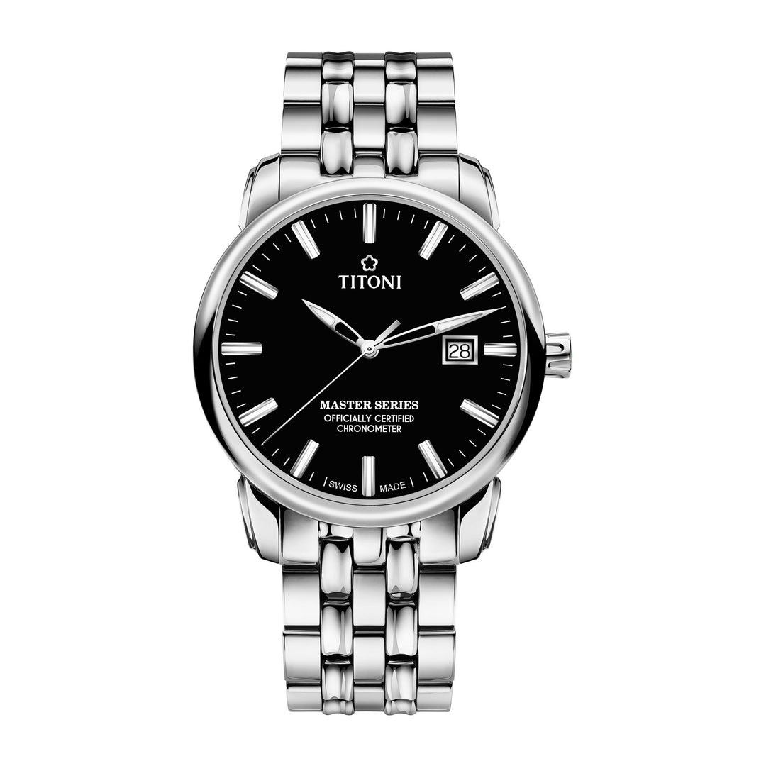 TITONI MEN'S MASTER SERIES AUTOMATIC BLACK DIAL WATCH