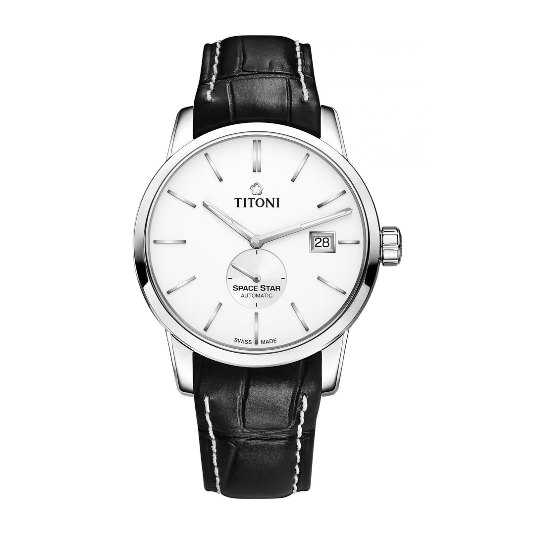 TITONI MEN'S SPACE STAR AUTOMATIC SILVER DIAL WATCH