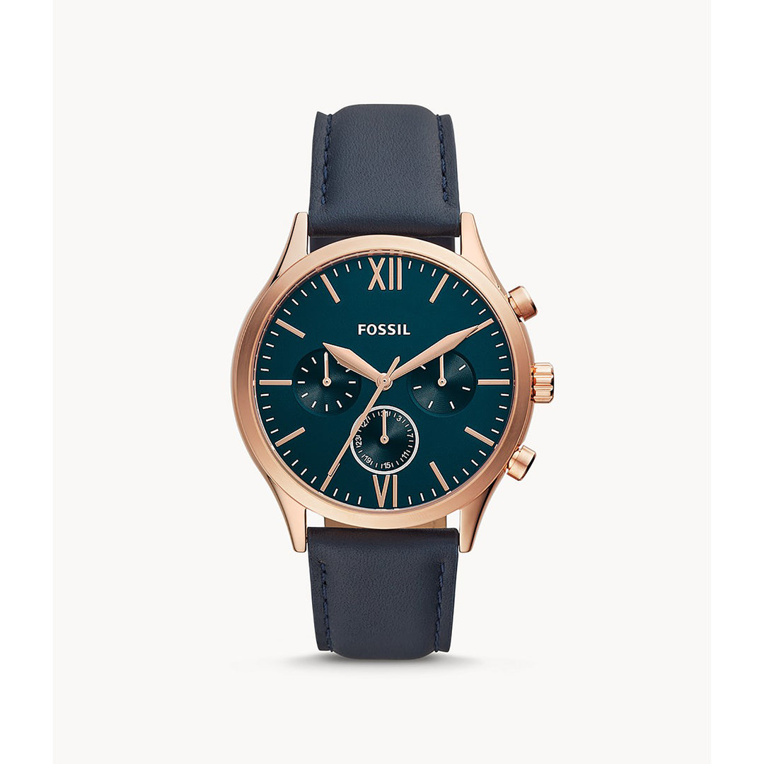 Fossil Analog Men's Watch Gold Plated Leather Strap - BQ2412