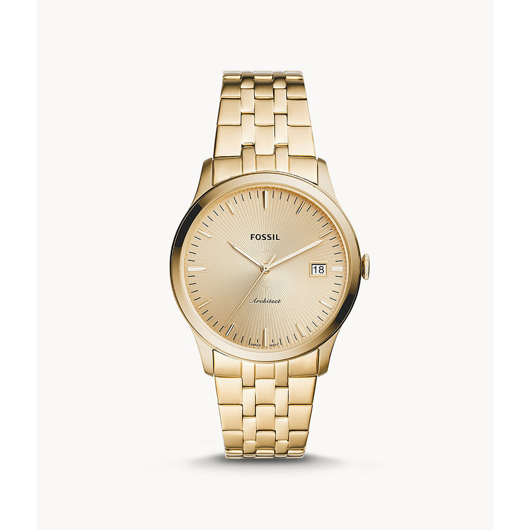 Fossil Analog Men's Watch Gold Plated Metal Bracelet - FS5745