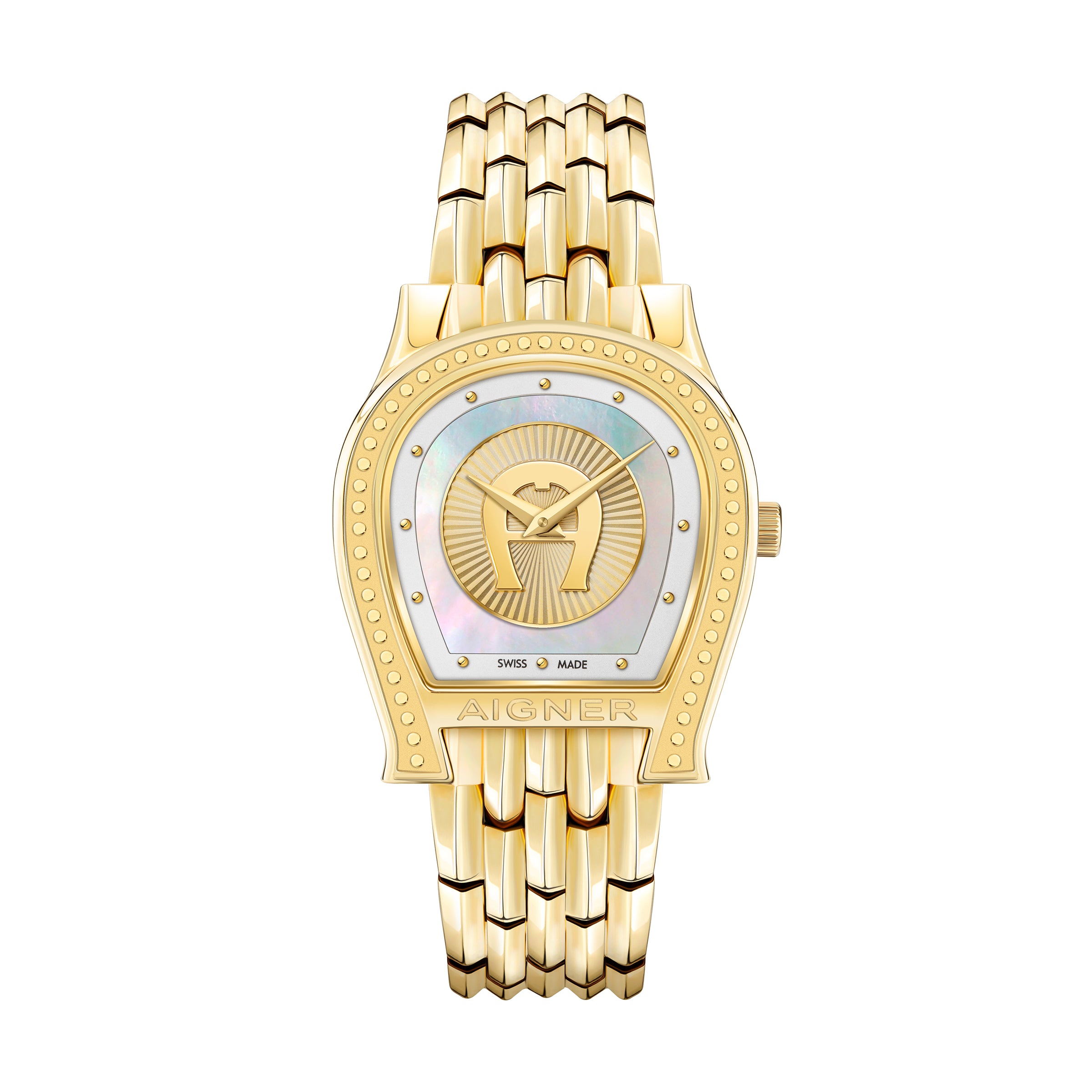 Aigner Vittoria Ladies Gold Bracelet White Mop Dial Watch