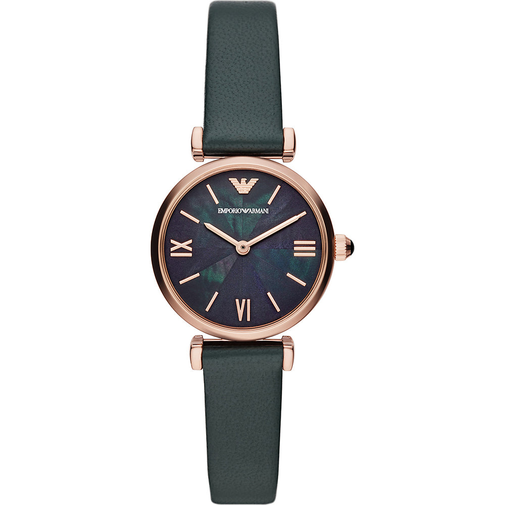 EMPORIO ARMANI ANALOG WATCH 0 JWL GP LEATHER STRAP