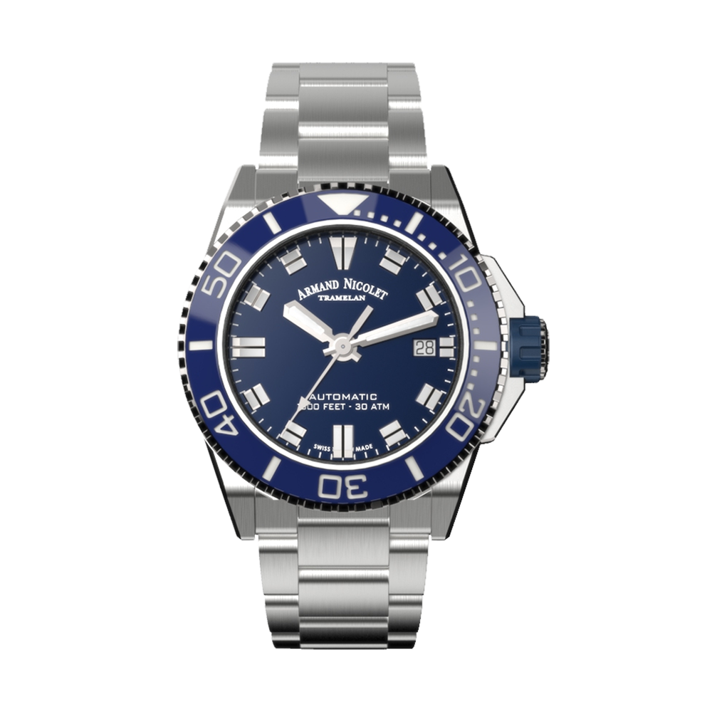 Armand Nicolet JS9-41 Men's Automatic Steel Bracelet Blue Dial Watch