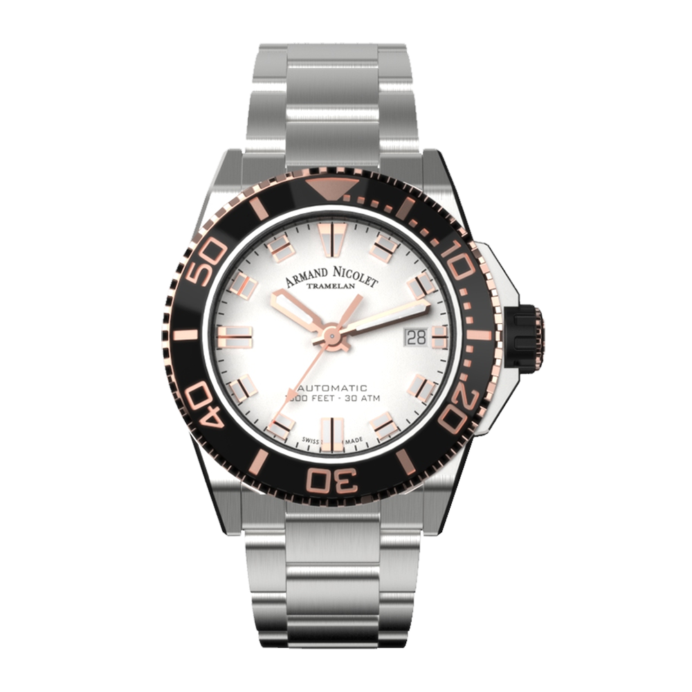 Armand Nicolet JS9-41 Men's Automatic Steel Bracelet Silver Dial Watch