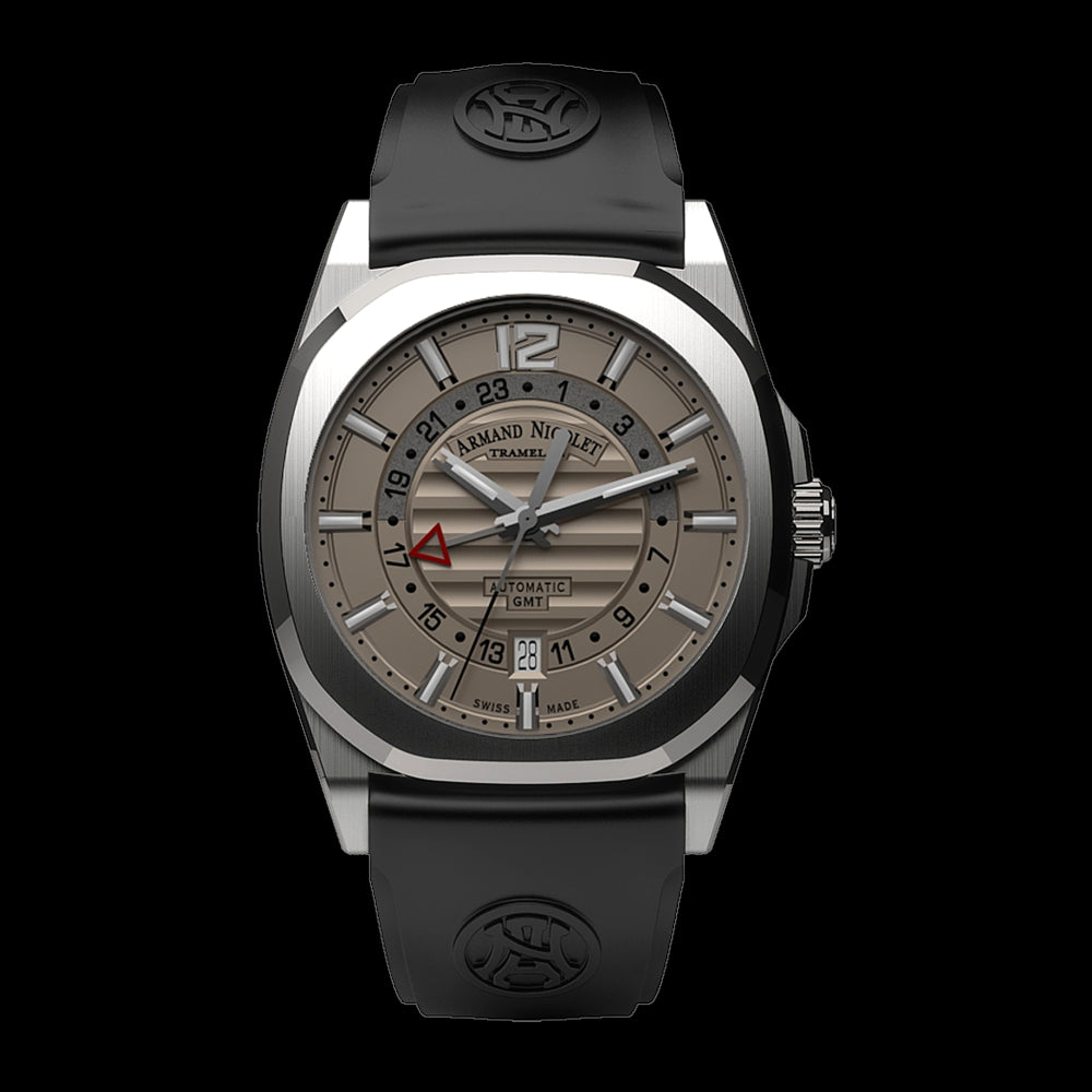 ARMAND NICOLET J09-3 MEN'S AUTOMATIC BLACK STRAP GREY DIAL WATCH