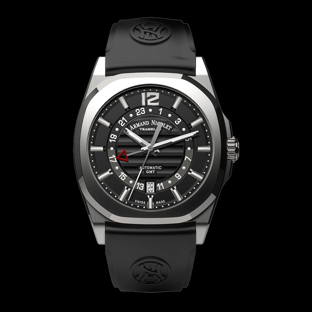 ARMAND NICOLET J09-3 MEN'S AUTOMATIC BLACK STRAP BLACK DIAL WATCH