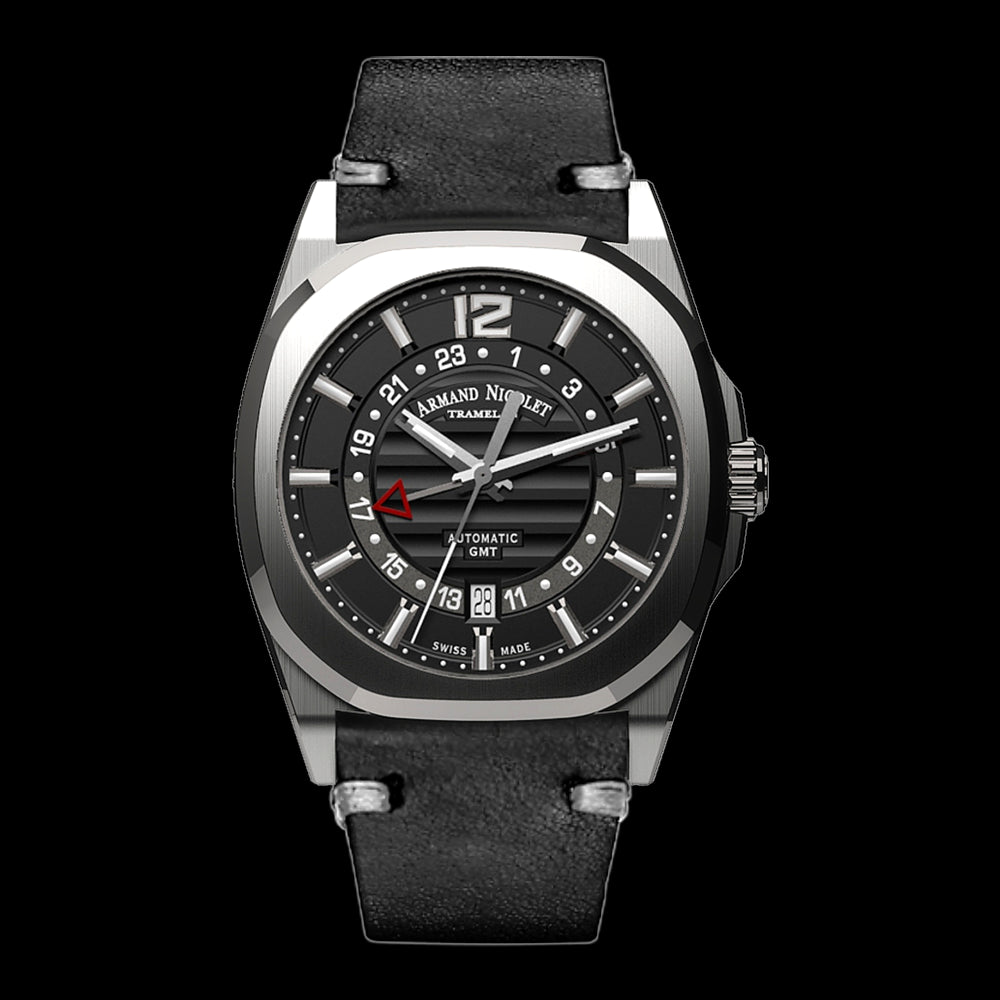 ARMAND NICOLET J09-3 MEN'S AUTOMATIC BLACK STRAP BLACK DIAL WATCH