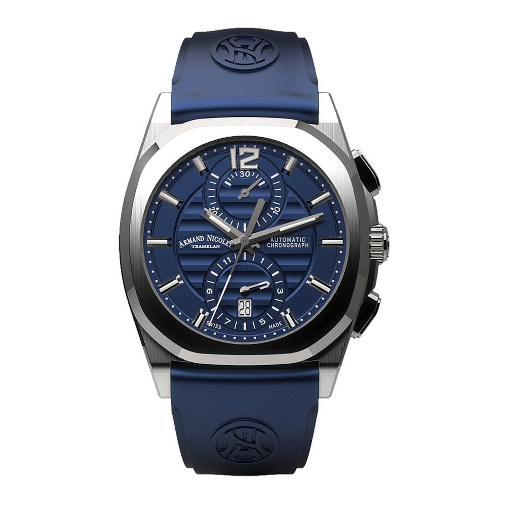 Armand Nicolet J09-3 Men's Automatic Blue Strap Blue Dial Watch