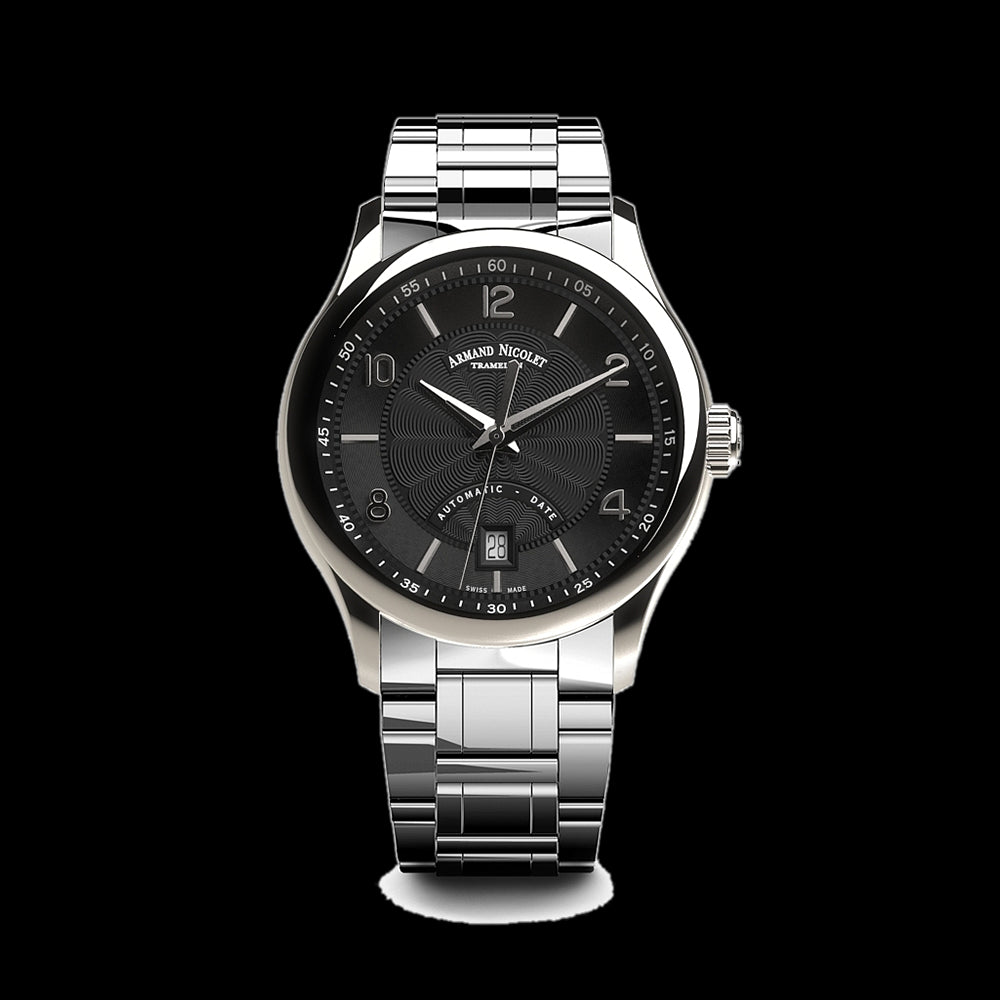 ARMAND NICOLET M02 4 MEN S AUTOMATIC STEEL BRACELET BLACK DIAL