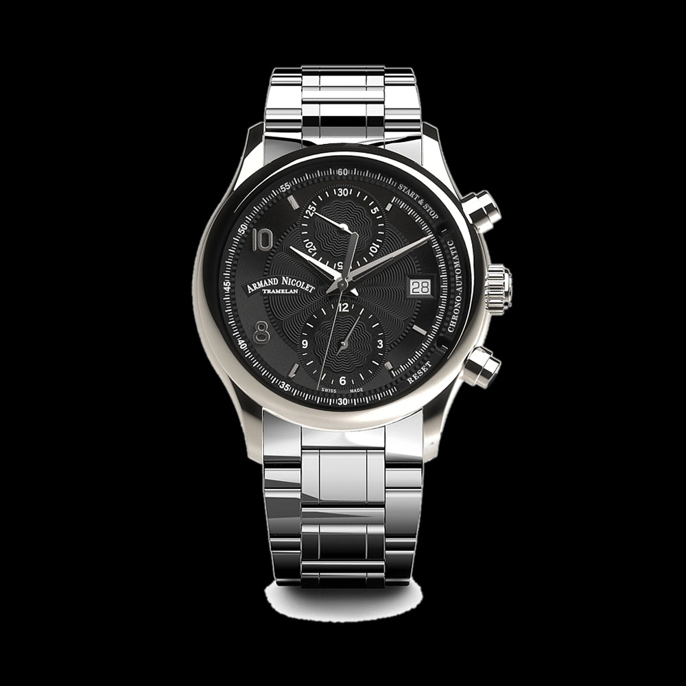 ARMAND NICOLET M02 4 MEN S AUTOMATIC STEEL BRACELET BLACK DIAL