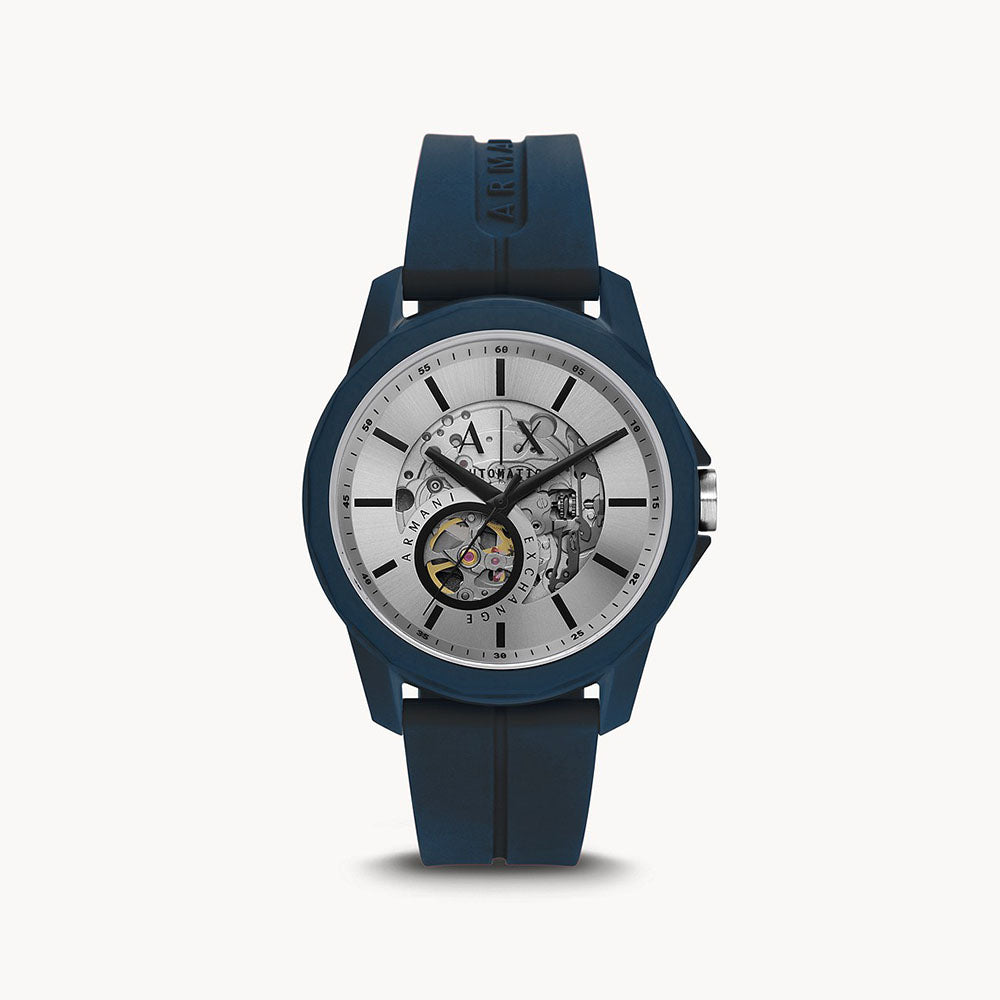 Armani Exchange Men's Automatic Blue Silicone Watch