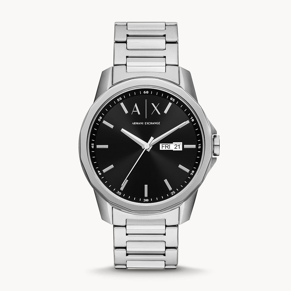 Armani Exchange Men's Three-Hand Day-Date Stainless Steel Watch