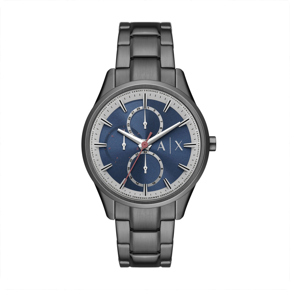 Armani Exchange Men's Multifunction Gunmetal Stainless Steel Blue Dial Watch