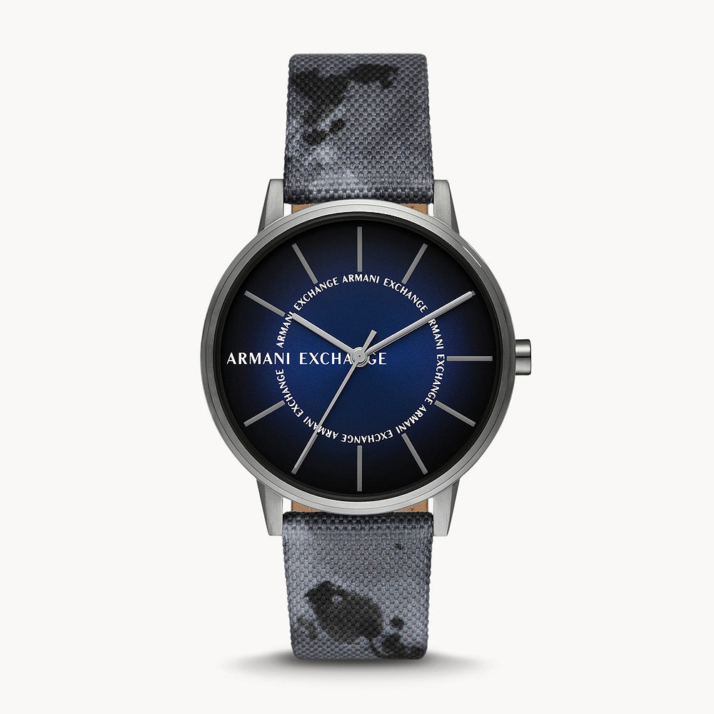 Armani Exchange Men's Three-Hand Gray Rpet Blue Dial Watch