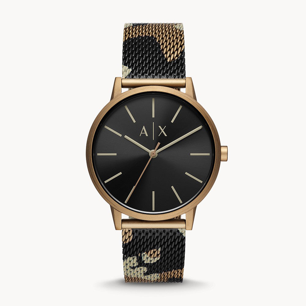 Armani black sale mesh watch