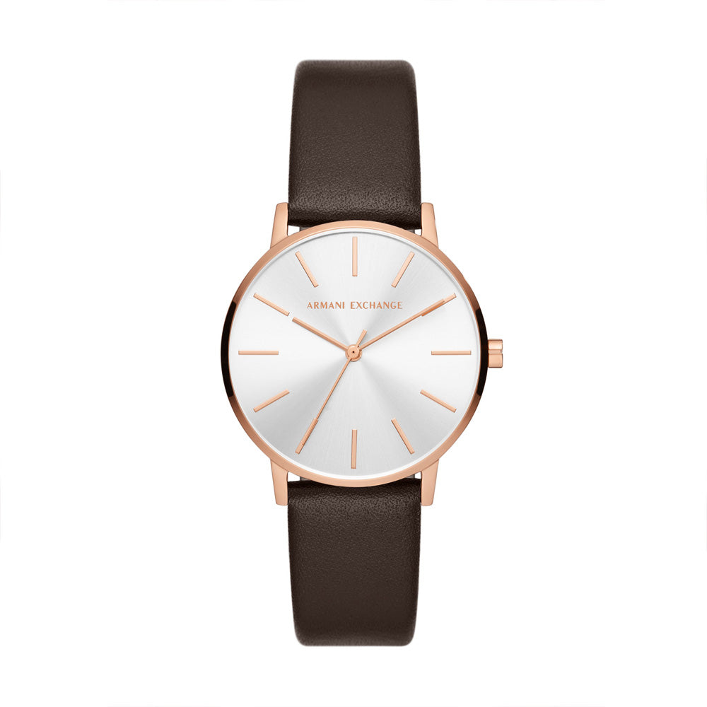Armani Exchange Women's Three-Hand Brown Leather Watch