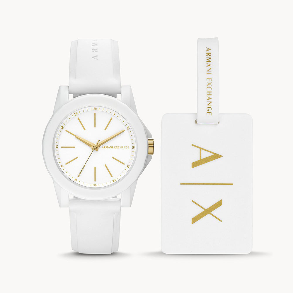 Armani Exchange Armani Exchange Three-Hand Silicone Watch White