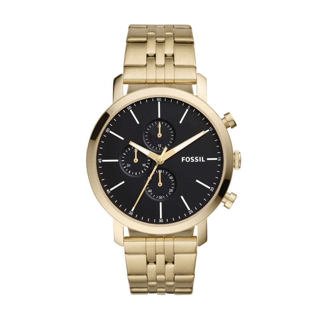 Fossil Analog Men's Watch Gold Plated Metal Bracelet - BQ2329