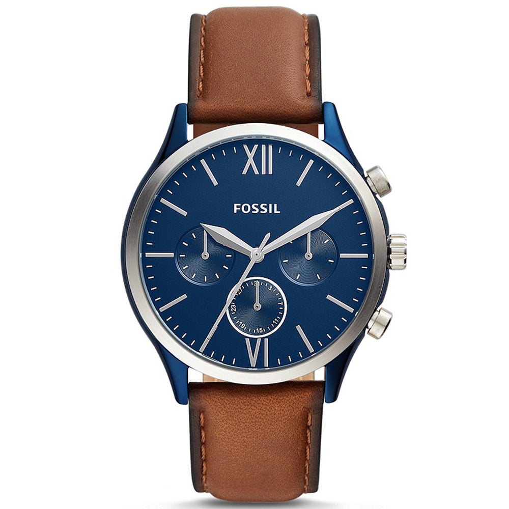 Fossil Analog Men's Watch Stainless Steel Leather Strap