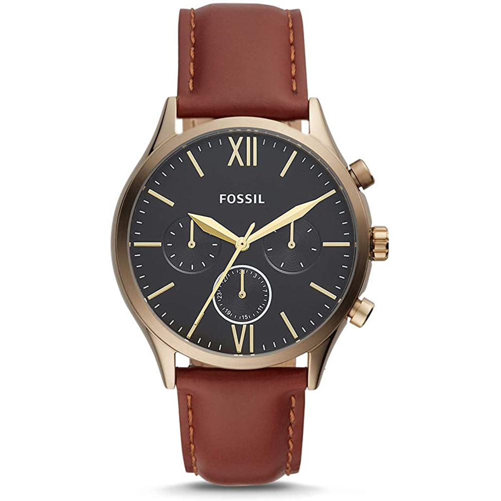 Fossil Analog Men's Watch Stainless Steel Leather Strap - BQ2404