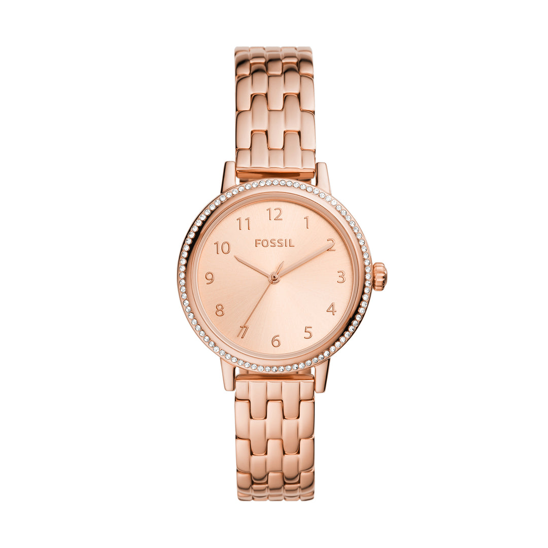Fossil Analog Women's Watch Gold Plated Metal Bracelet - BQ3656