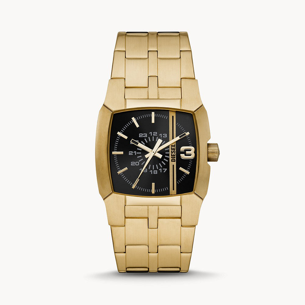 DIESEL CLIFFHANGER THREE-HAND GOLD-TONE STAINLESS STEEL WATCH