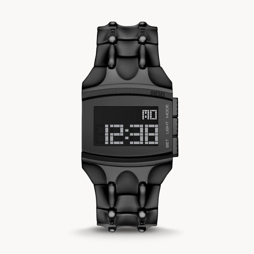 DIESEL CROCO DIGI DIGITAL BLACK-TONE STAINLESS STEEL WATCH