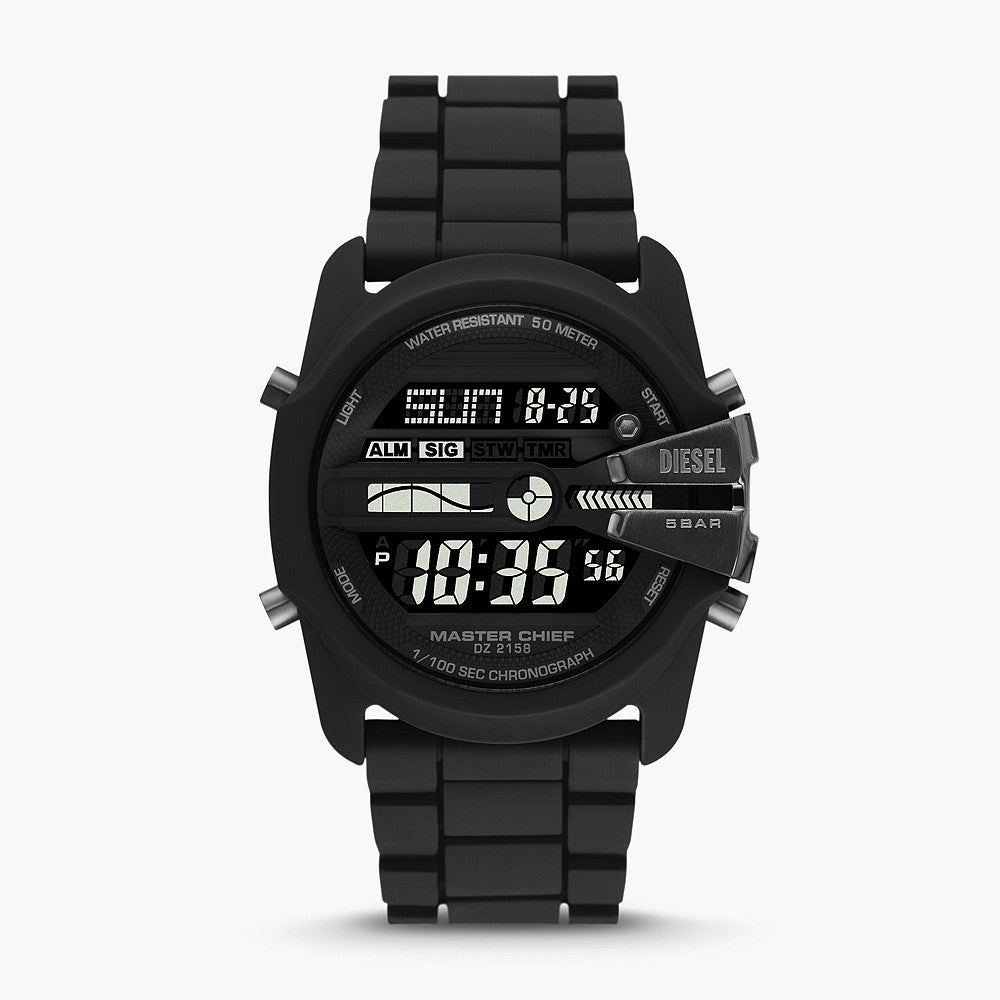 DIESEL MASTER CHIEF DIGITAL BLACK SILICONE WATCH