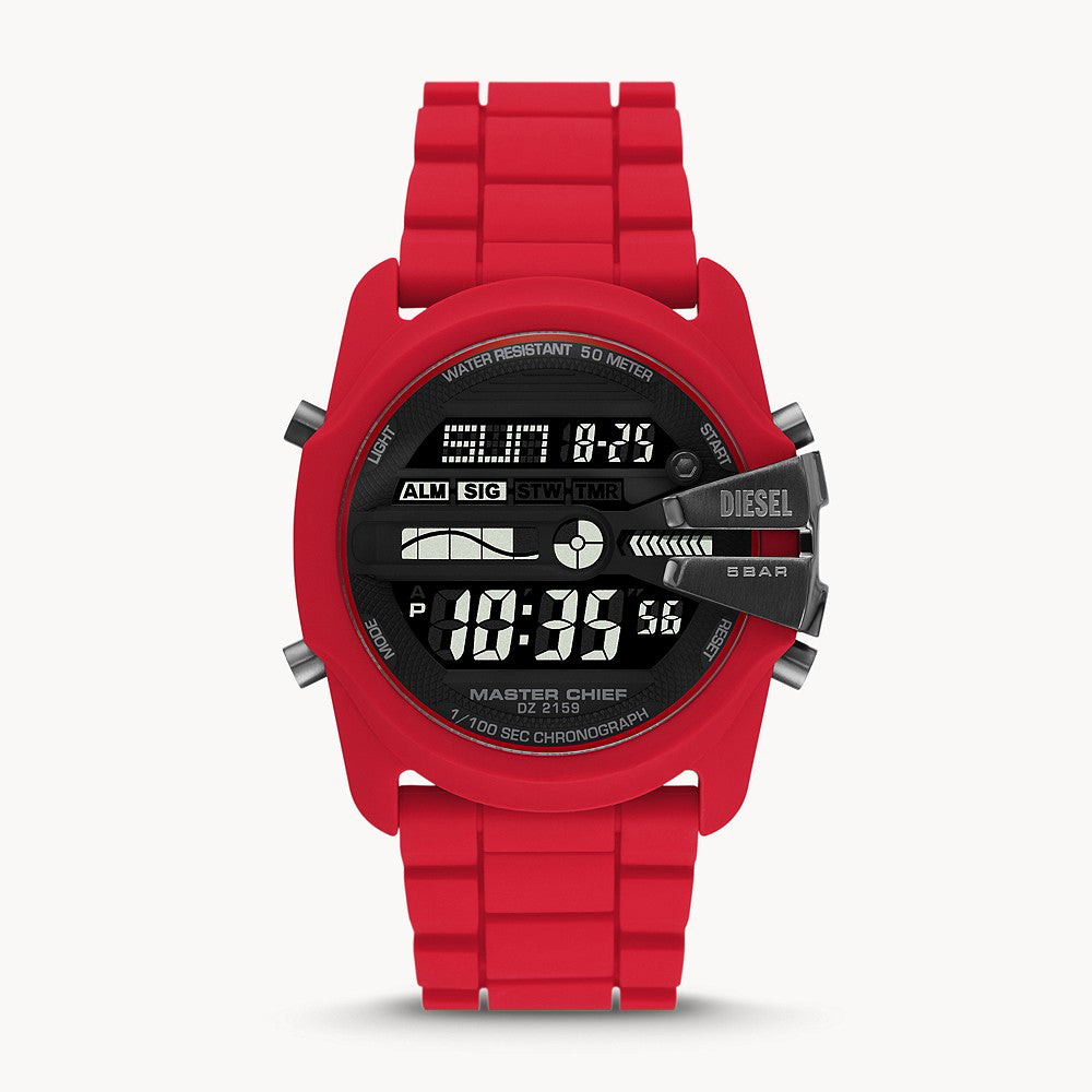 DIESEL MASTER CHIEF DIGITAL RED SILICONE WATCH