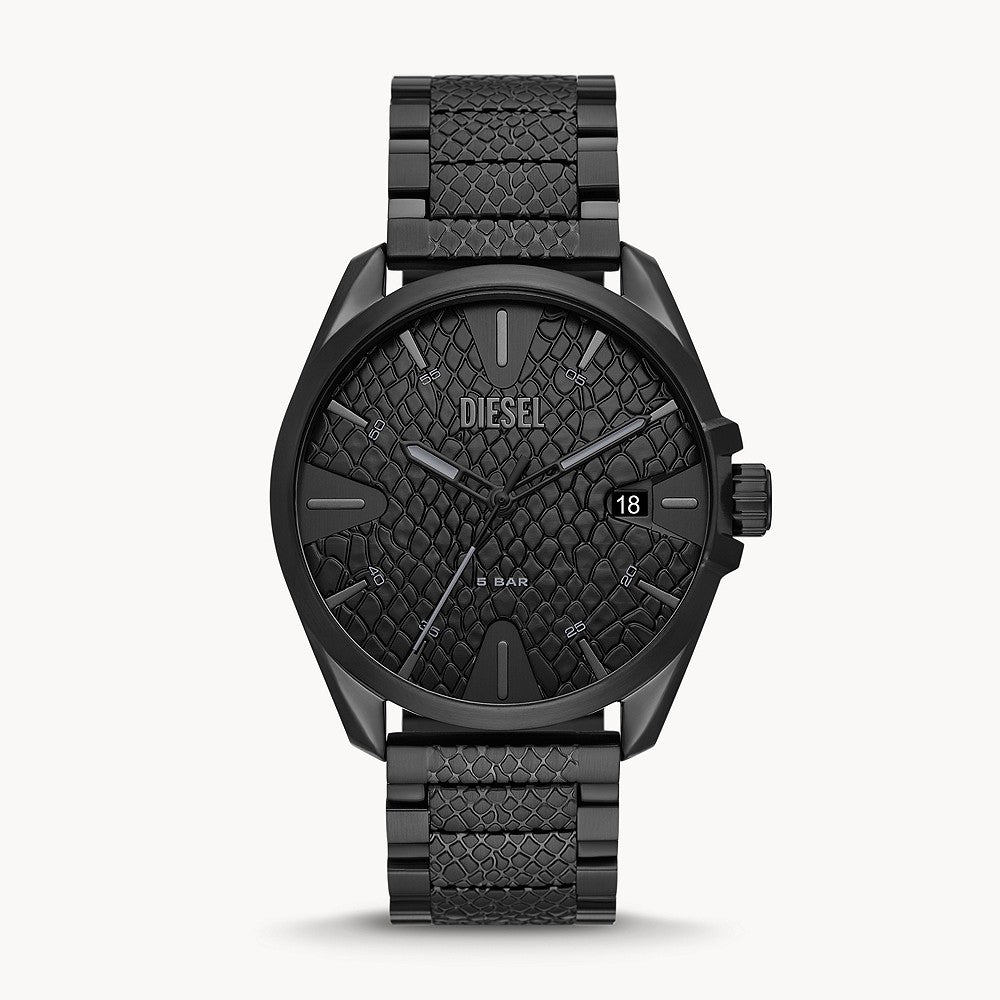 DIESEL MS9 THREE-HAND DATE BLACK-TONE STAINLESS STEEL WATCH